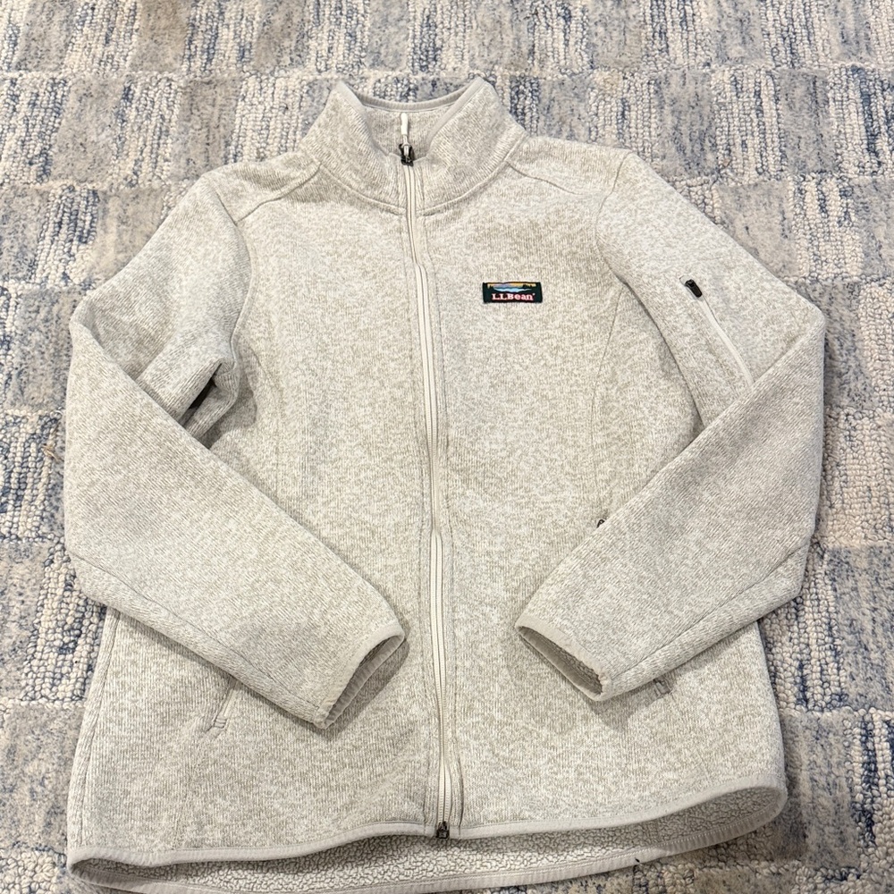 L.L. Bean Light Gray Cream Utility Zipper Jacket